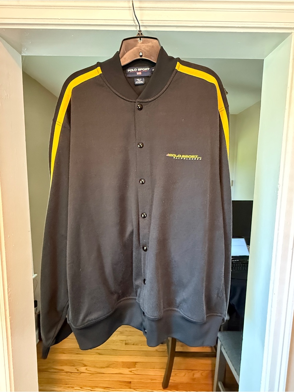 Vintage Polo by Ralph Lauren Black Jacket with Yellow Shoulder Stripes